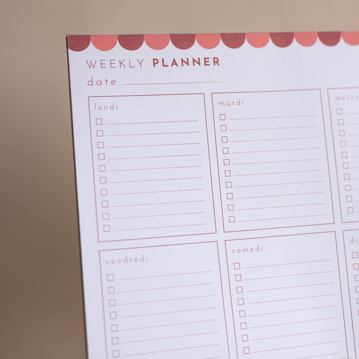 WEEKLY PLANNER - Planificateur hebdomadaire A4
