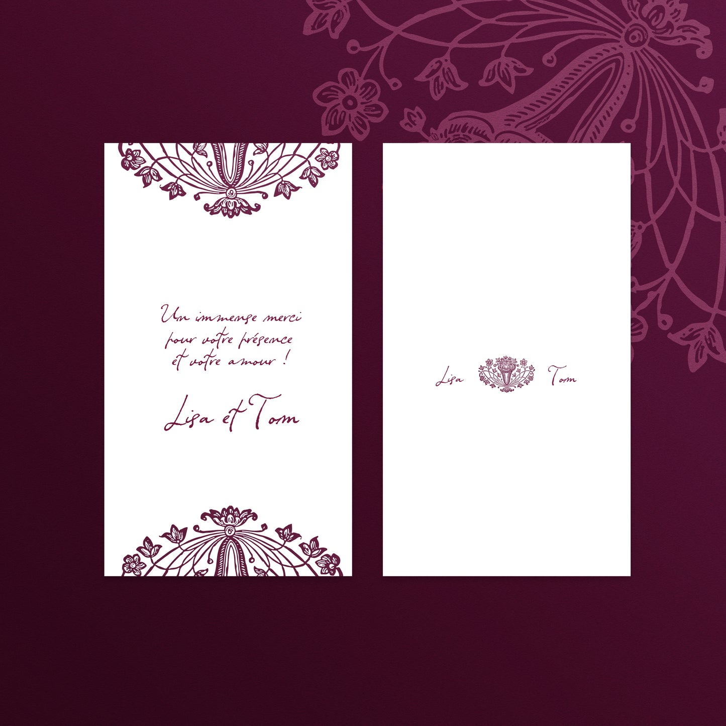 CARTON REMERCIEMENTS -  ROMANTIQUE VINTAGE